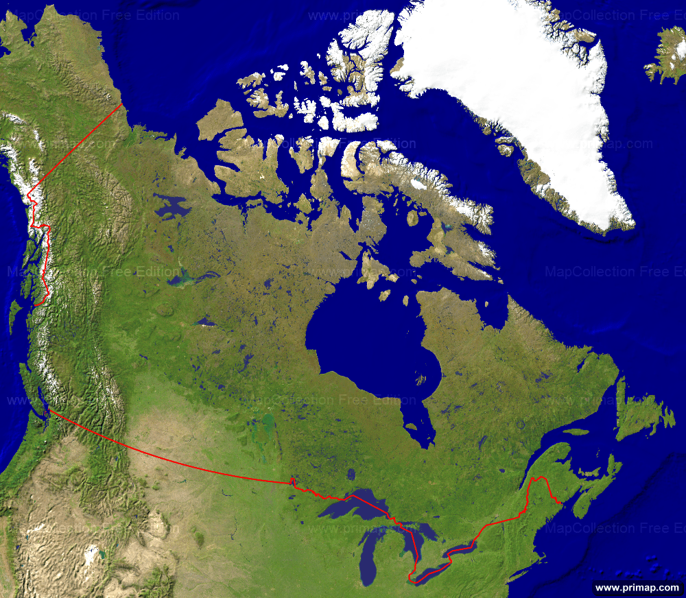 Satellite Map Of Canada primap National maps